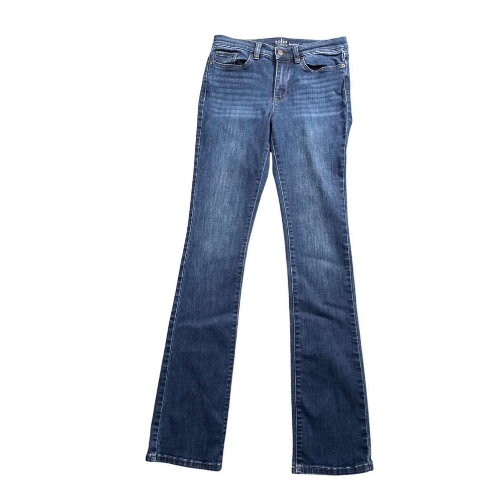 New York & Company Soho Bootcut Jeans Women Y2K 6 Tall (28x24) Dark Wash Stretch